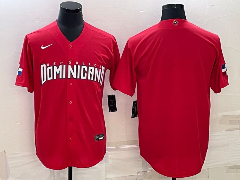 Men 2023 World Cub Dominican Blank Red Nike MLB Jersey->more jerseys->MLB Jersey
